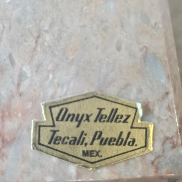Vintage Obelisk Onyx Stone White Pink Salmon Tan Gray Hand Carved Mexico - Picture 3 of 7